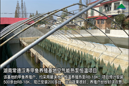 湖南常德汉寿甲鱼养殖基地空气能热泵恒温项目