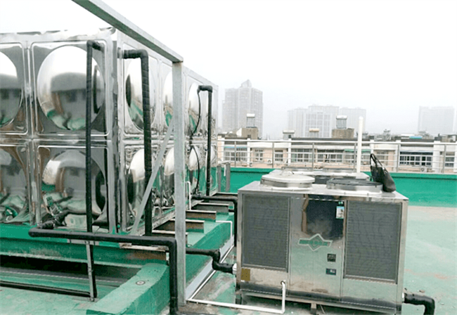 智博空气源热泵热水机组在安庆九一六学校的应用